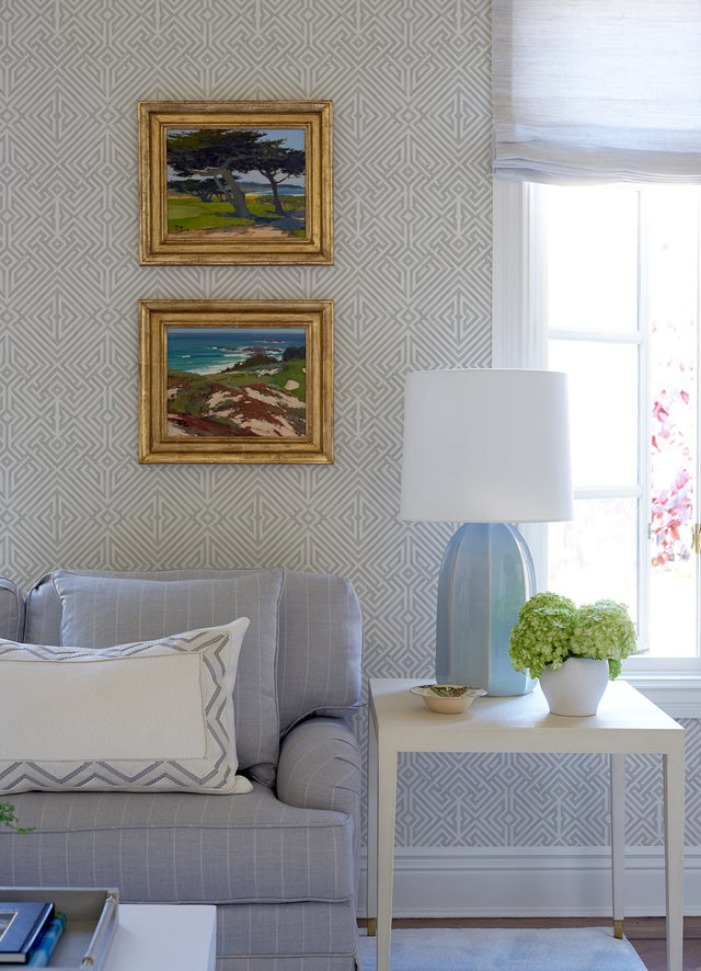 Lyon Silver Geometric Key Wallpaper with Metallic Modern Geometric Pattern - A-Street Prints 4120-26849