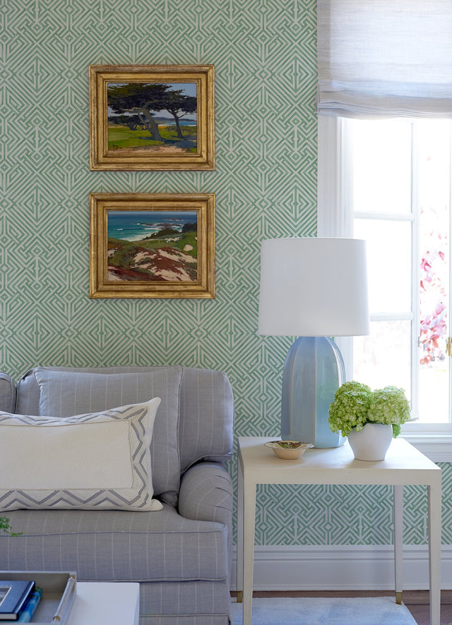 Lyon Green Geometric Key Wallpaper with Modern Geometric Pattern - A-Street Prints 4120-26850