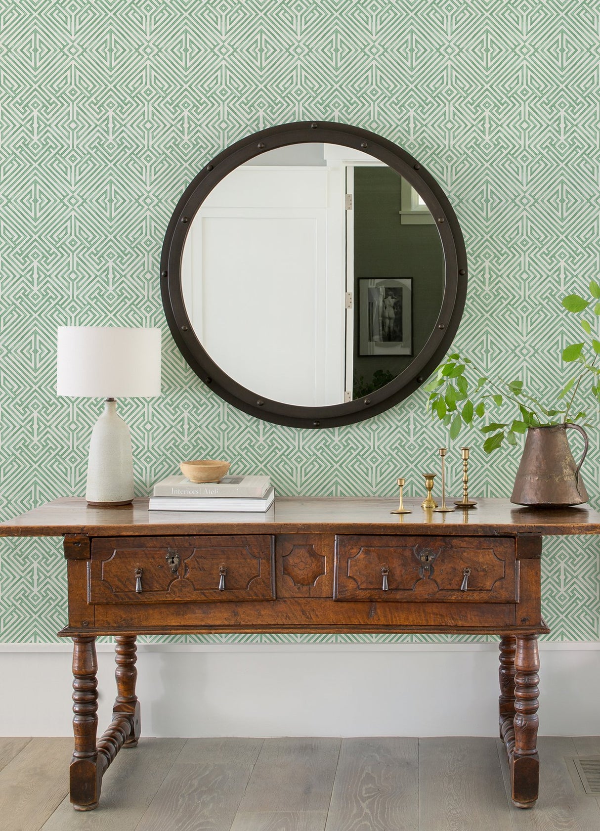 Lyon Green Geometric Key Wallpaper with Modern Geometric Pattern - A-Street Prints 4120-26850