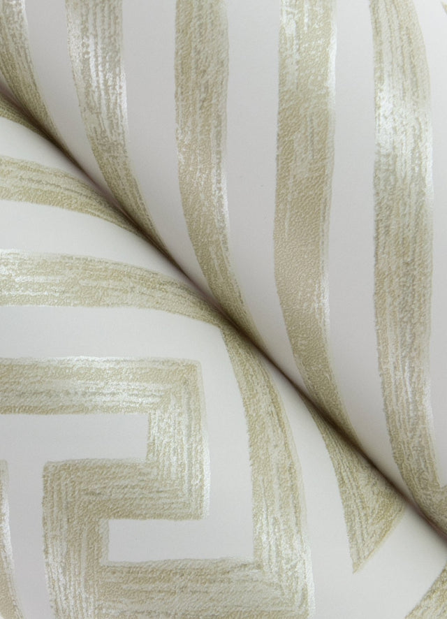 Lyon Gold Geometric Key Wallpaper with Metallic Modern Graphic Pattern - Brewster 4120-26851