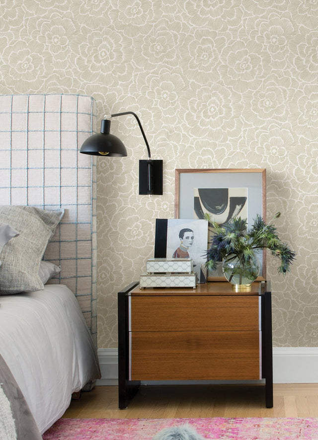 Periwinkle Stone Textured Floral Wallpaper with Raised Ink Botanical Pattern, Modern Style - A-Street Prints 4120-26852