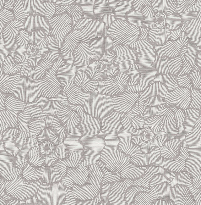 Periwinkle Sterling Textured Floral Wallpaper with Modern Botanical Flowers Motif - A-Street Prints 4120-26853