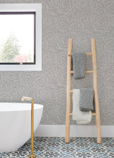 Periwinkle Sterling Textured Floral Wallpaper with Modern Botanical Flowers Motif - A-Street Prints 4120-26853