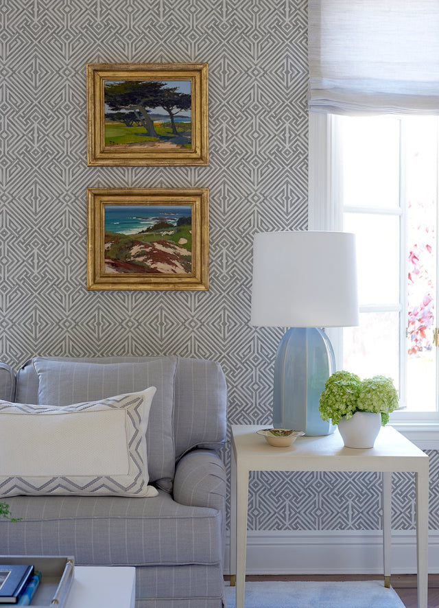 Lyon Grey Geometric Key Wallpaper with Modern Geometric Key Pattern - A-Street Prints 4120-26854