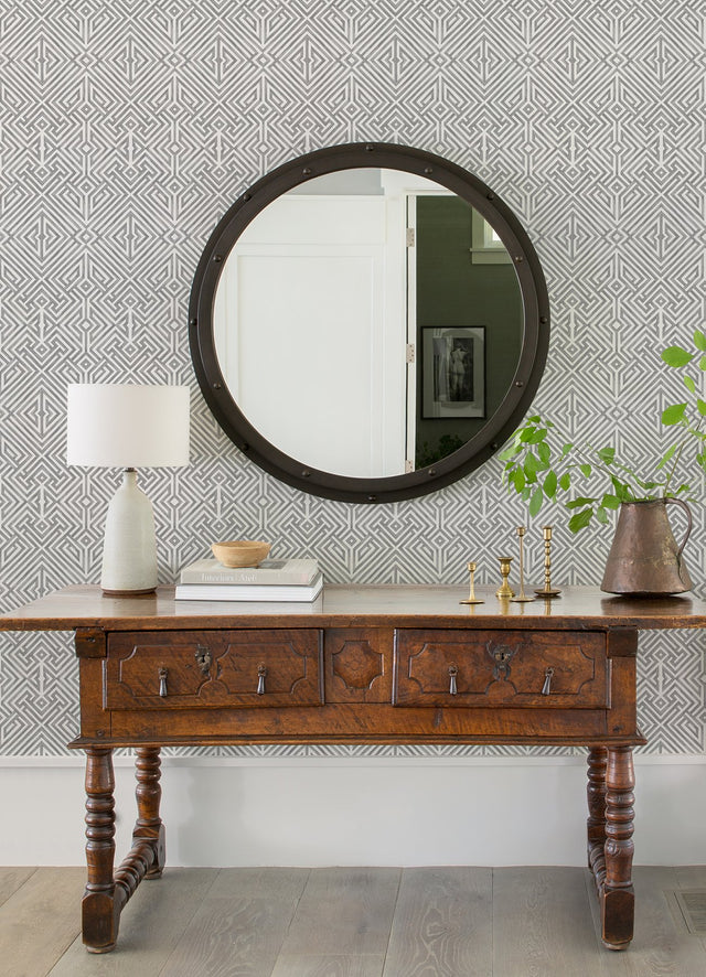 Lyon Grey Geometric Key Wallpaper with Modern Geometric Key Pattern - A-Street Prints 4120-26854