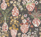 Harper Brown Floral Vase Botanical Bohemian Wallpaper - A-Street Prints 4120-72002