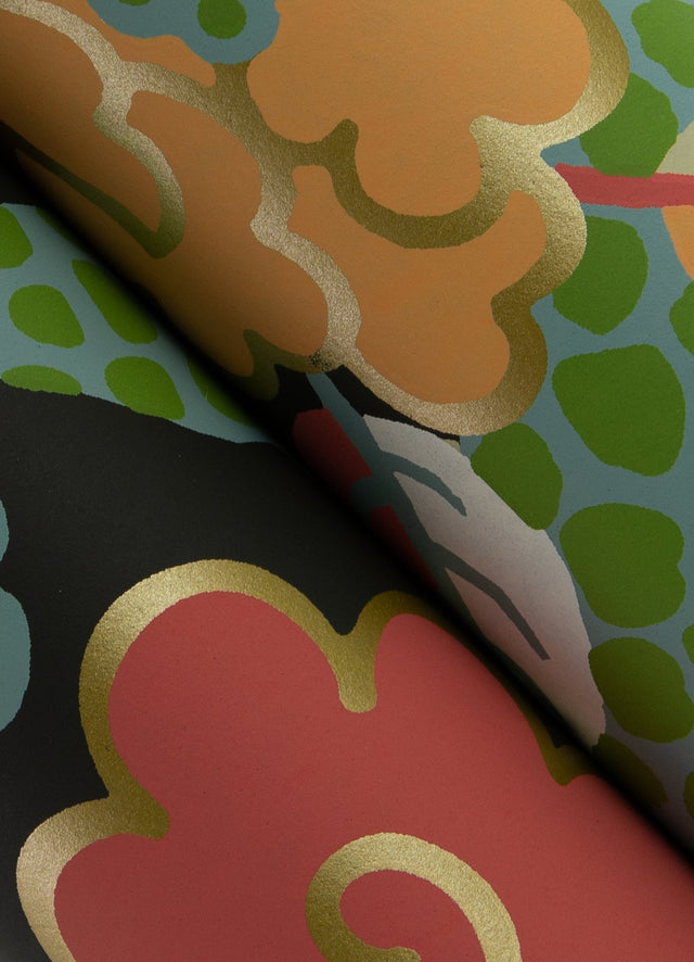 Yanci Green Dragon Black Wallpaper with Eclectic Metallic Accents - A?Street Prints 4120-72005