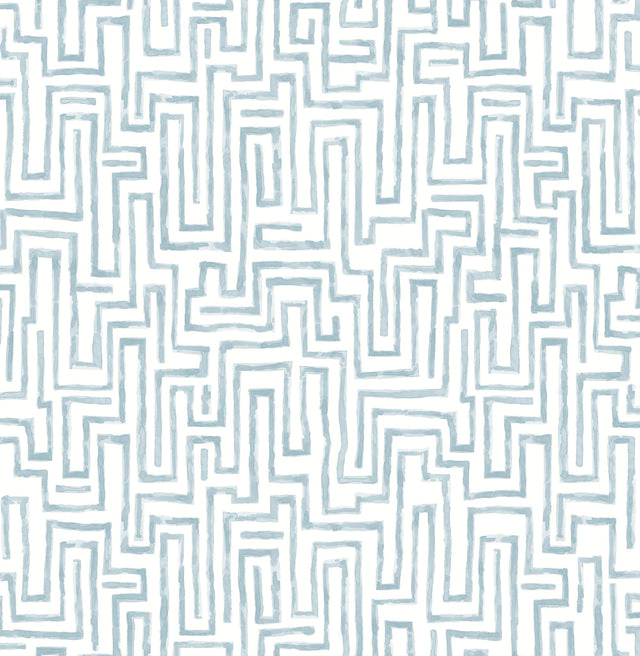 Ramble Blue Geometric Wallpaper with Modern Abstract Maze Motif - A-Street Prints 4121-25701