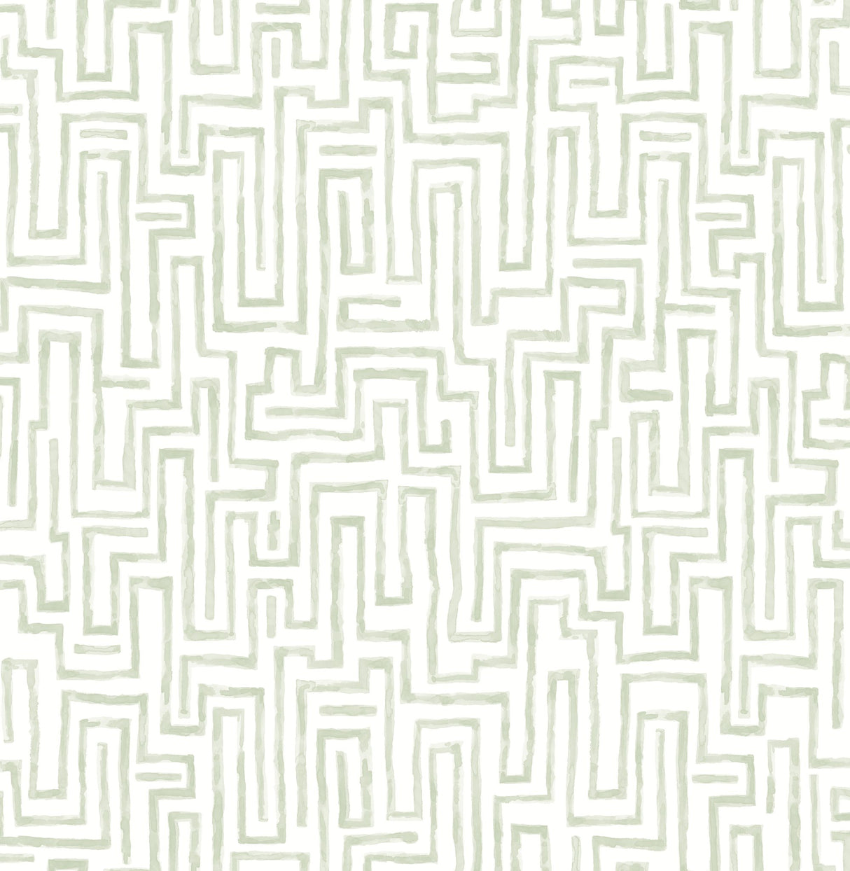 Ramble Sage Geometric Wallpaper with Abstract Maze Pattern, Modern Non Woven - A-Street Prints 4121-25702