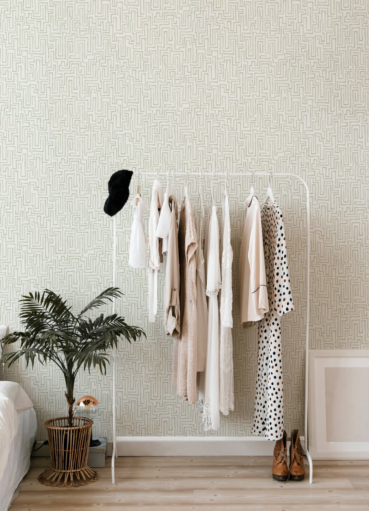 Ramble Sage Geometric Wallpaper with Abstract Maze Pattern, Modern Non Woven - A-Street Prints 4121-25702