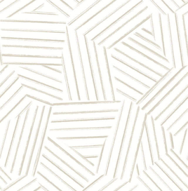 Helene Taupe Geometric Lines Wallpaper with Abstract Modern Pattern - Brewster 4121-26901