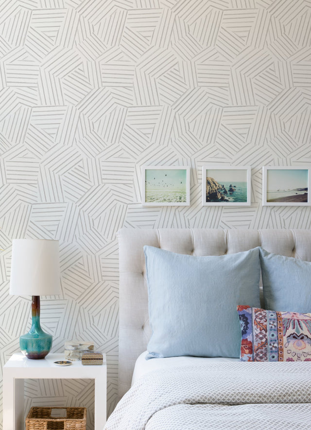 Helene Pewter Geometric Lines Wallpaper with Abstract Modern Pattern - A-Street Prints 4121-26903