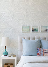 Helene Sky Blue Geometric Lines Wallpaper with Modern Abstract Non Woven Style - A-Street Prints 4121-26904