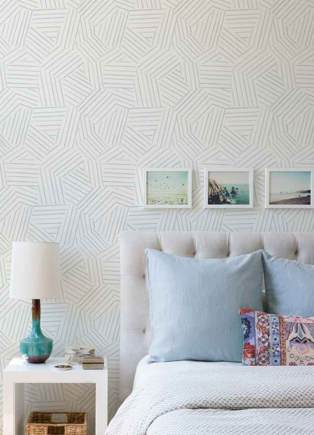 Helene Sky Blue Geometric Lines Wallpaper with Modern Abstract Non Woven Style - A-Street Prints 4121-26904