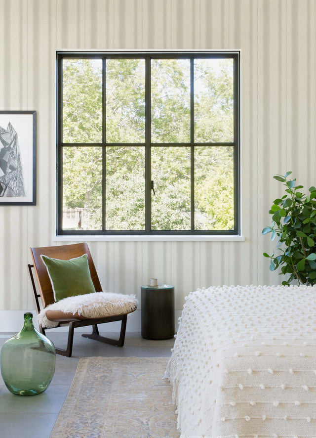 Alena Light Grey Soft Stripe Wallpaper with Coastal Stripe Pattern - Brewster 4121-26906