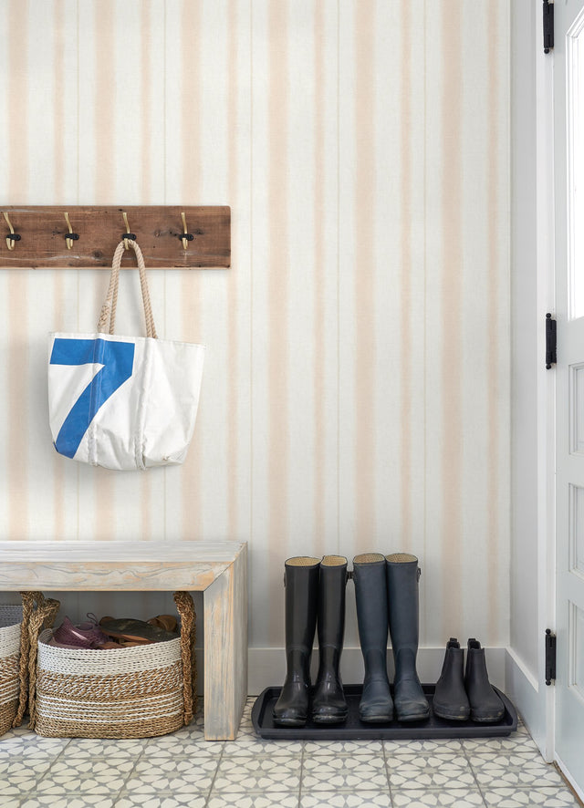 Alena Blush Soft Stripe Wallpaper with Coastal Graphic Stripes - A-Street Prints 4121-26909