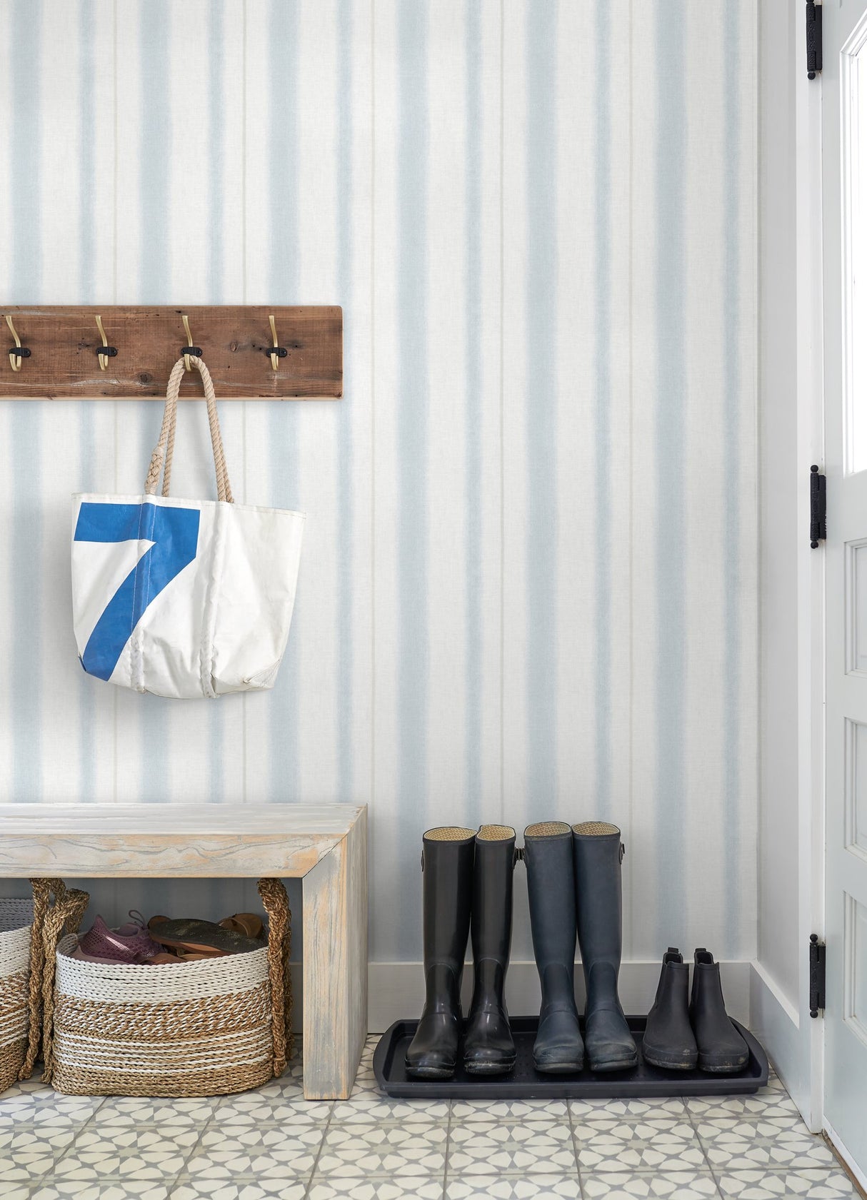 Alena Sky Blue Soft Stripe Wallpaper with Coastal Stripes Pattern - 4121-26910