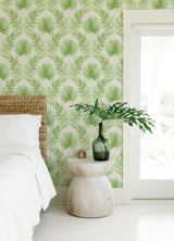 Calla Green Painted Palm Wallpaper with Botanical Coastal Style - A-Street Prints 4121-26911