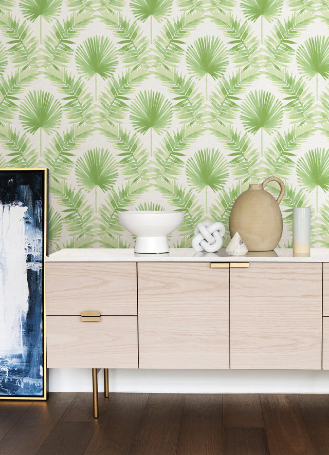 Calla Green Painted Palm Wallpaper with Botanical Coastal Style - A-Street Prints 4121-26911