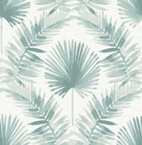 Calla Teal Painted Palm Wallpaper with Botanical Coastal Motif - Brewster 4121-26912