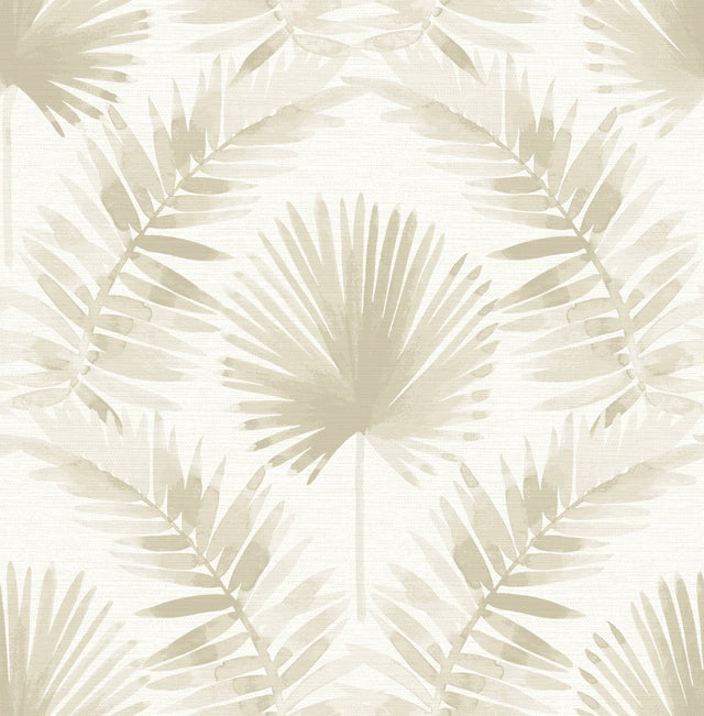 Calla Taupe Painted Palm Wallpaper with Botanical Coastal Fan Palm Pattern - A-Street Prints 4121-26913