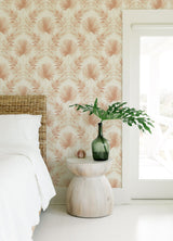 Calla Rust Painted Palm Wallpaper with Coastal Botanical Style - Brewster 4121-26914