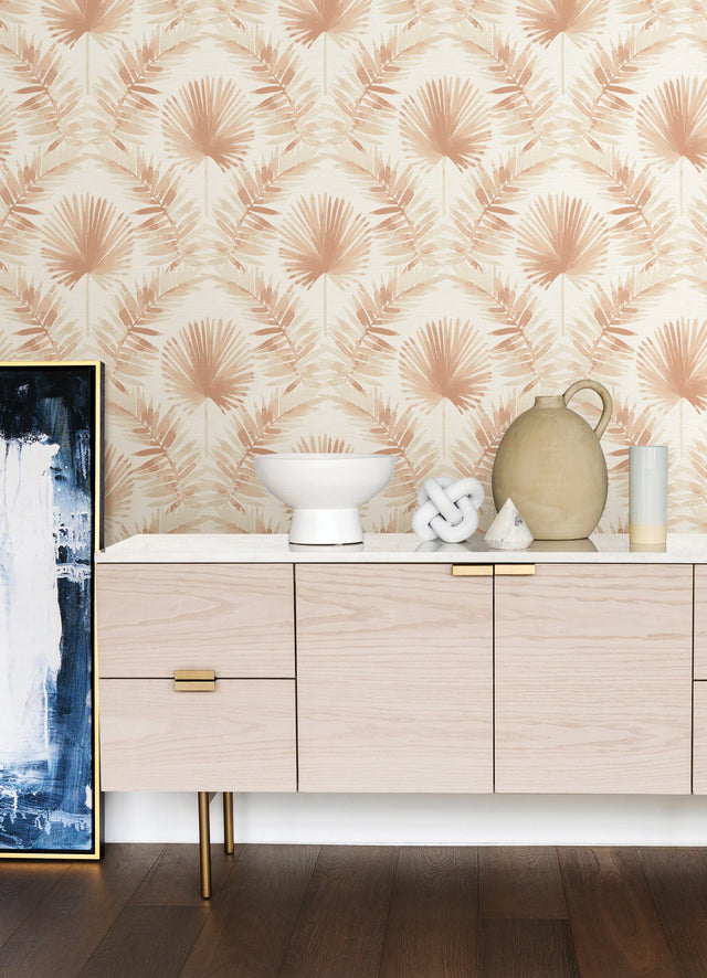 Calla Rust Painted Palm Wallpaper with Coastal Botanical Style - Brewster 4121-26914