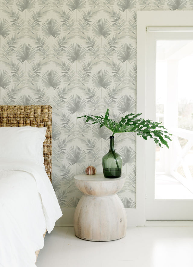 Calla Grey Painted Palm Wallpaper with Coastal Botanical Motif - A-Street Prints 4121-26915