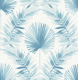 Calla Blue Painted Palm Wallpaper with Coastal Botanical Motif - A-Street Prints 4121-26916