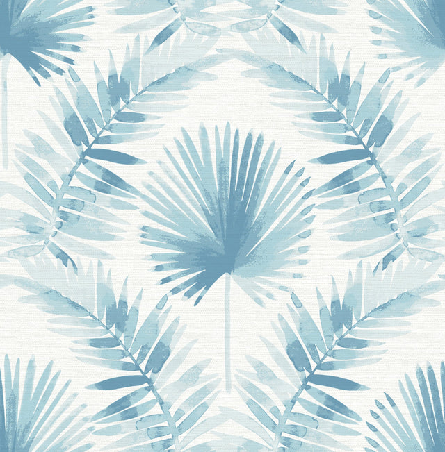 Calla Blue Painted Palm Wallpaper with Coastal Botanical Motif - A-Street Prints 4121-26916