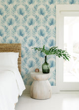 Calla Blue Painted Palm Wallpaper with Coastal Botanical Motif - A-Street Prints 4121-26916