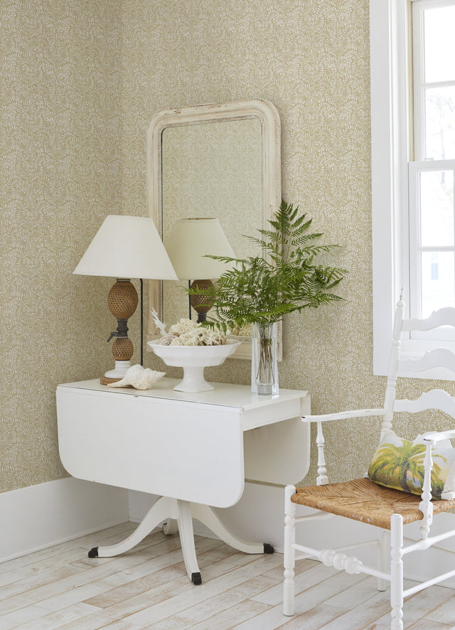 Elma Honey Fiddlehead Wallpaper with Raised Ink Botanical Farmhouse Style - A-Street Prints 4121-26917