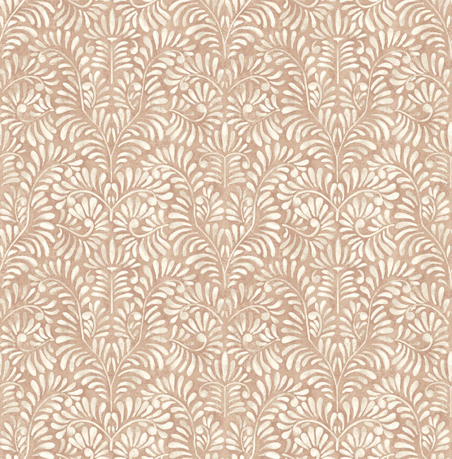 Elma Rust Fiddlehead Botanical Wallpaper with Raised Ink - A-Street Prints 4121-26919