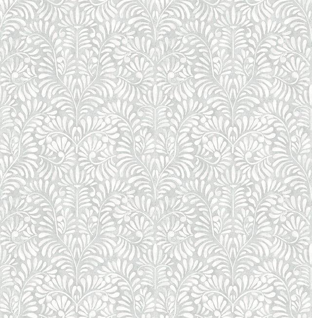 Elma Sterling Fiddlehead Grey Botanical Wallpaper with Raised Ink - A-Street Prints 4121-26921