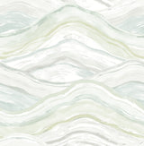 Dorea Sea Green Striated Waves Wallpaper with Metallic Abstract Whimsical Pattern - A-Street Prints 4121-26924
