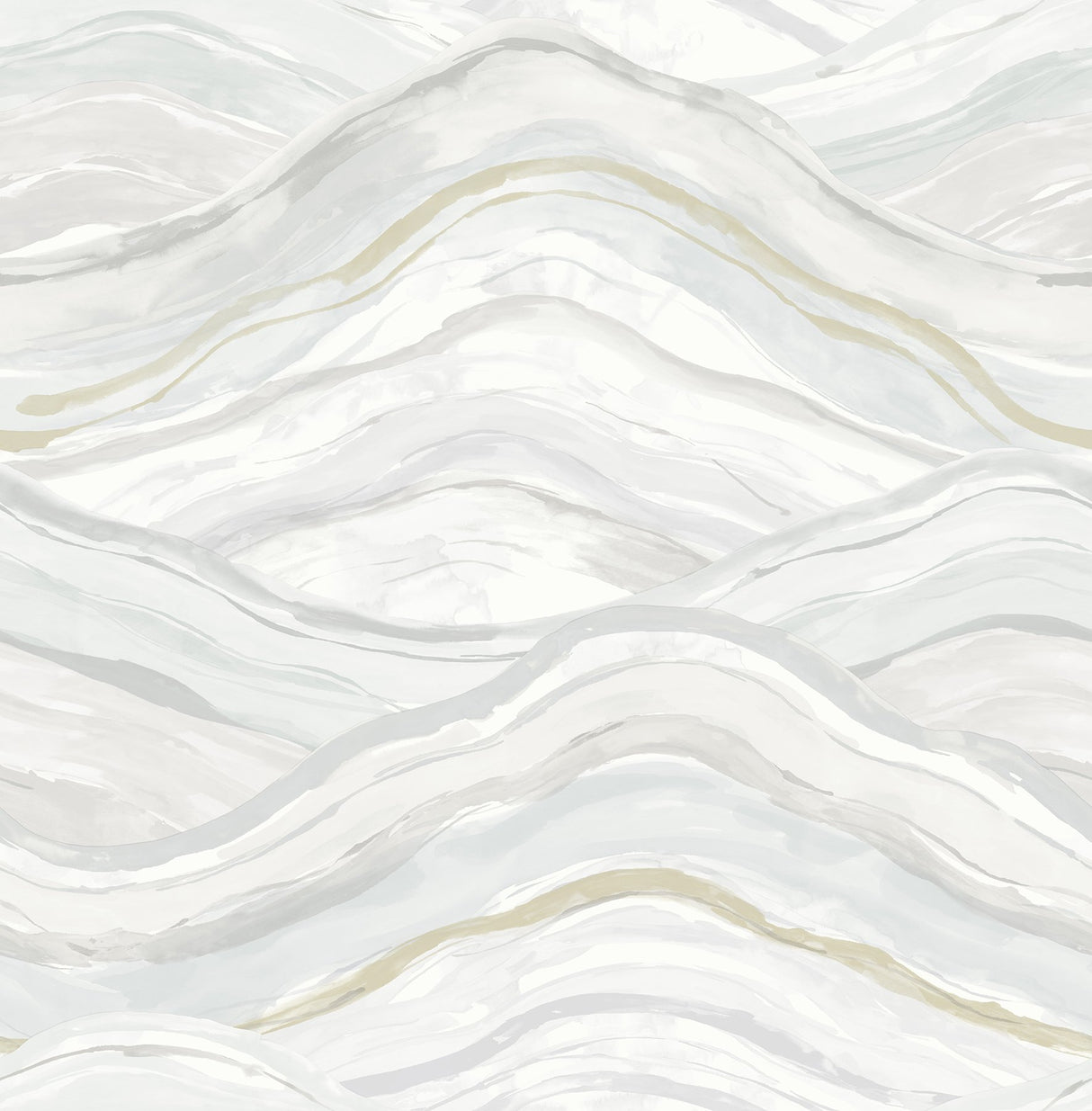 Dorea Light Blue Striated Waves Wallpaper with Metallic Accents - Brewster 4121-26925