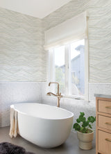 Dorea Champagne Striated Waves Wallpaper with Whimsical Abstract Motif - A-Street Prints 4121-26926