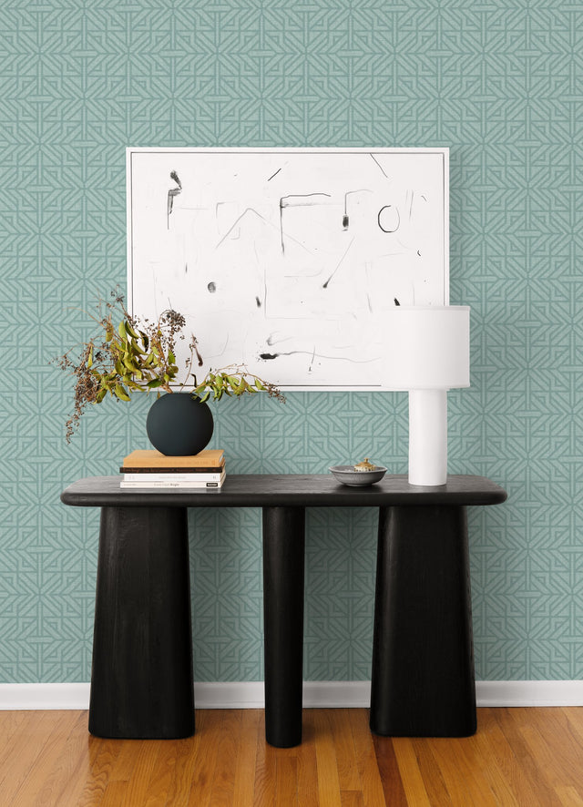 Hesper Teal Geometric Wallpaper with Modern Geometrics Pattern - A-Street Prints 4121-26928
