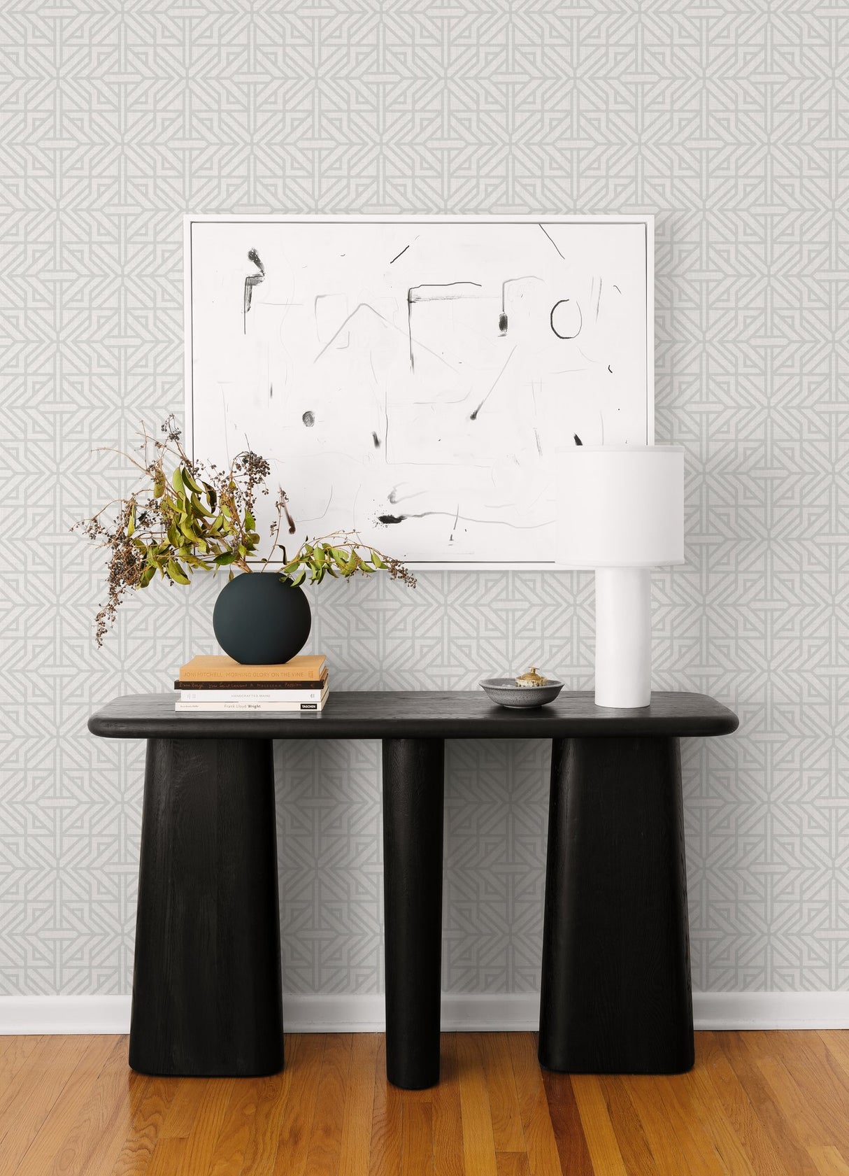 Hesper Grey Geometric Wallpaper with Linen-Texture Look - A-Street Prints 4121-26931