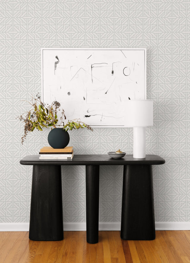 Hesper Grey Geometric Wallpaper with Linen-Texture Look - A-Street Prints 4121-26931