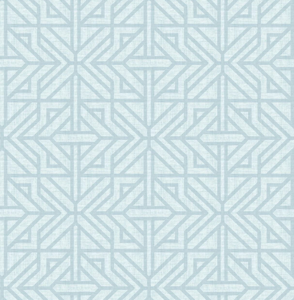 Hesper Sky Blue Geometric Wallpaper with Ornate Geometric on Faux Linen Backdrop - A-Street Prints 4121-26932