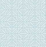 Hesper Sky Blue Geometric Wallpaper with Ornate Geometric on Faux Linen Backdrop - A-Street Prints 4121-26932