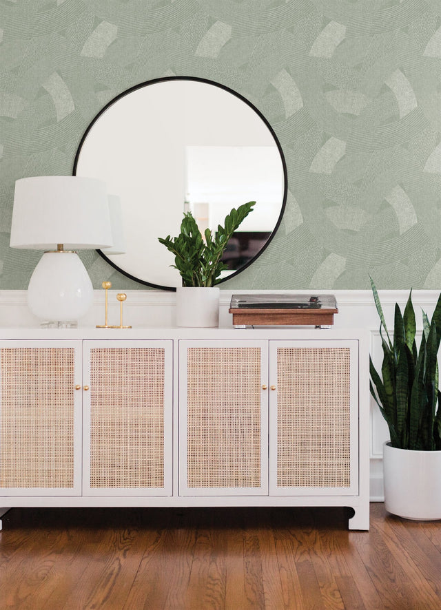 Tania Moss Woven Abstract Green Wallpaper with Modern Abstract Pattern - A-Street Prints 4121-26934
