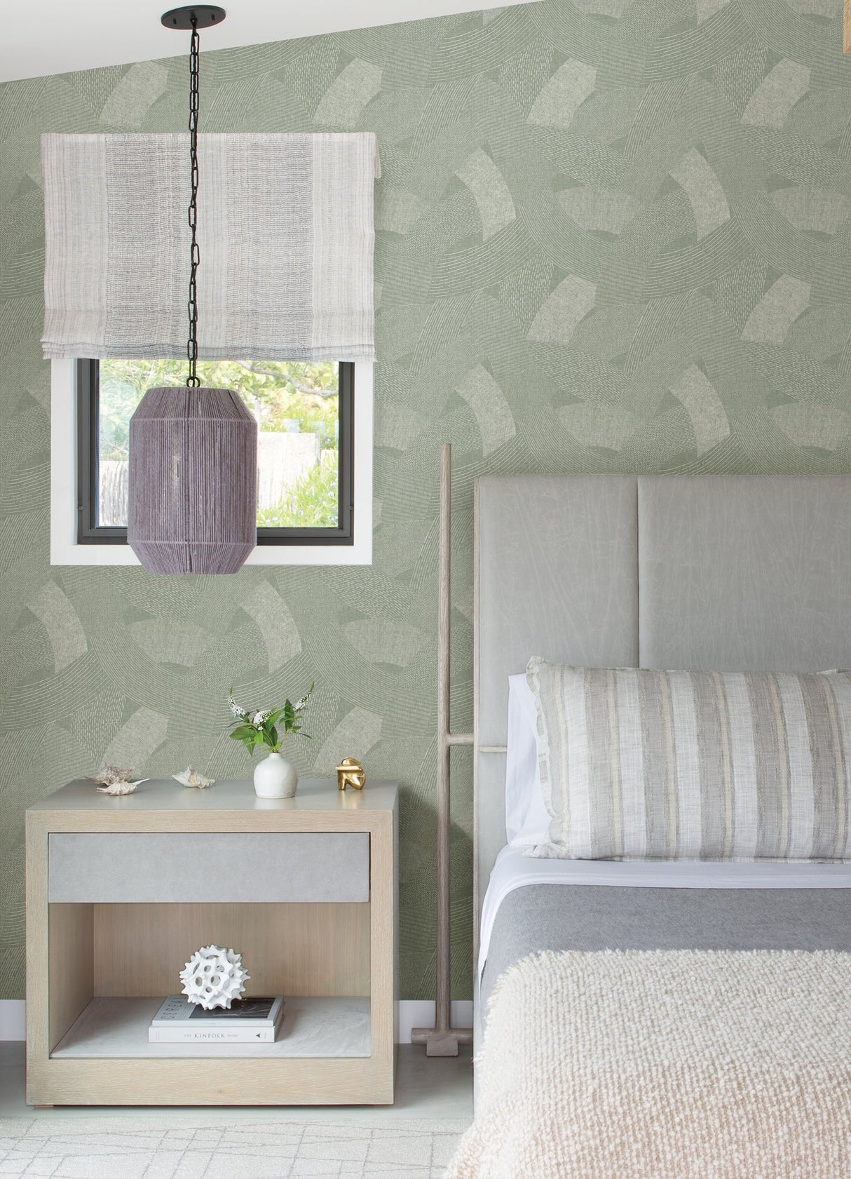 Tania Moss Woven Abstract Green Wallpaper with Modern Abstract Pattern - A-Street Prints 4121-26934