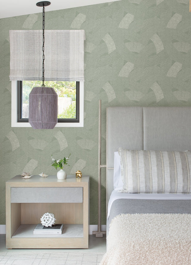 Tania Moss Woven Abstract Green Wallpaper with Modern Abstract Pattern - A-Street Prints 4121-26934