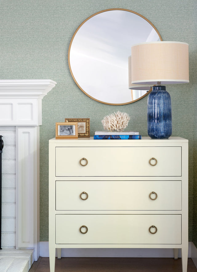 Minerva Teal Texture Geometric Wallpaper with Raised Ink Basketweave - A-Street Prints 4121-26938