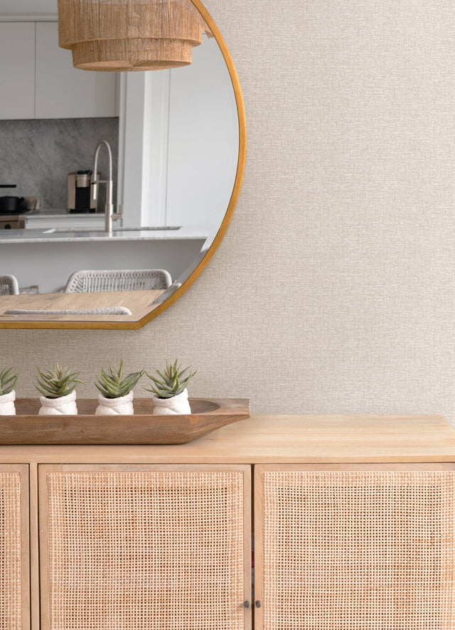 Minerva Blush Texture Geometric Wallpaper with Abstract Coastal Woven Motif - A-Street Prints 4121-26939