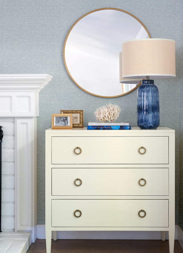 Minerva Sky Blue Texture Geometric Wallpaper with Raised Ink Basketweave Texture - A-Street Prints 4121-26941