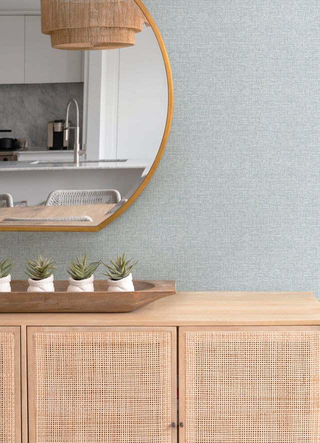 Minerva Sky Blue Texture Geometric Wallpaper with Raised Ink Basketweave Texture - A-Street Prints 4121-26941