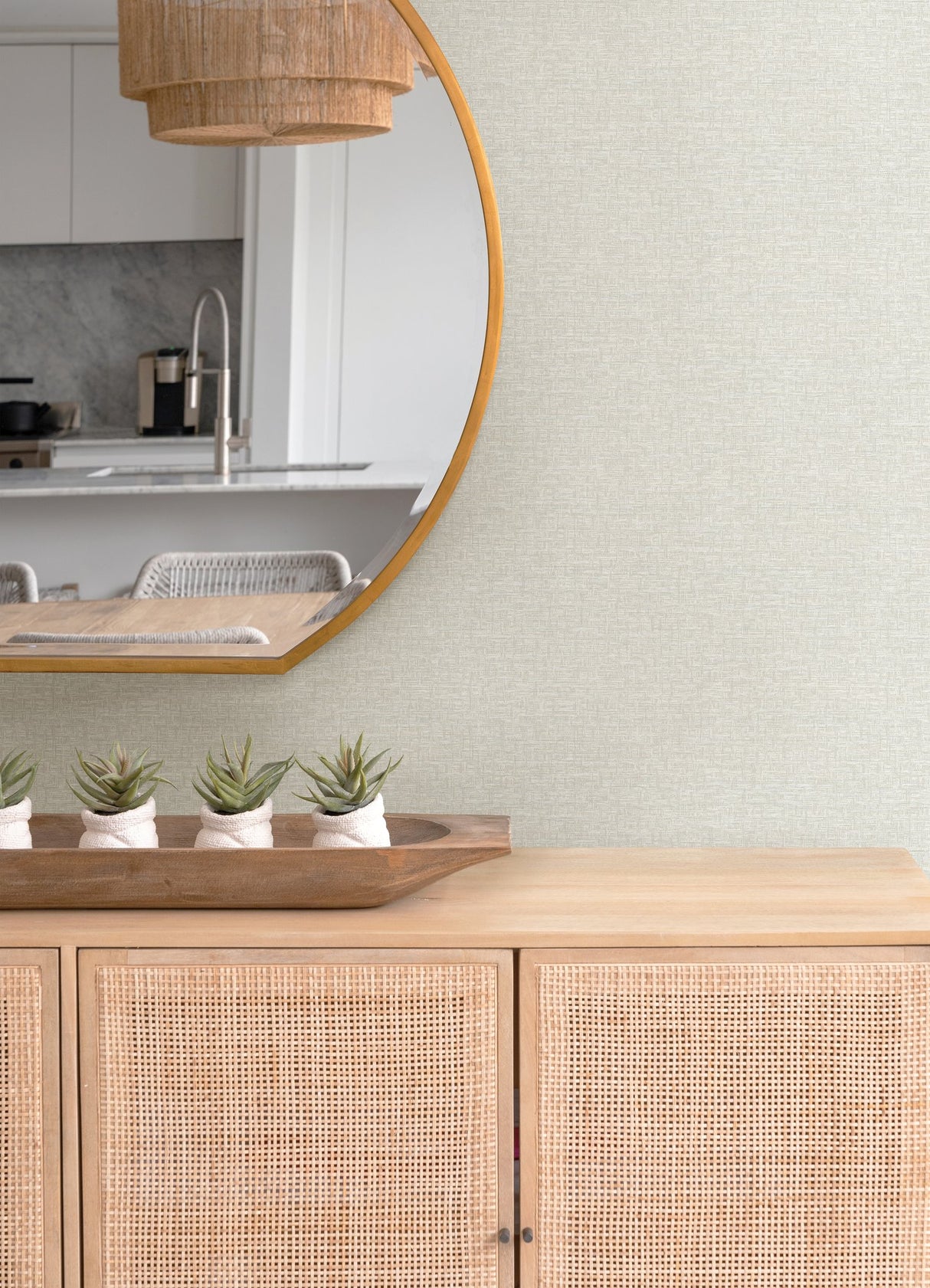 Minerva Cream Texture Geometric Wallpaper with Raised Ink Basketweave - A-Street Prints 4121-26942